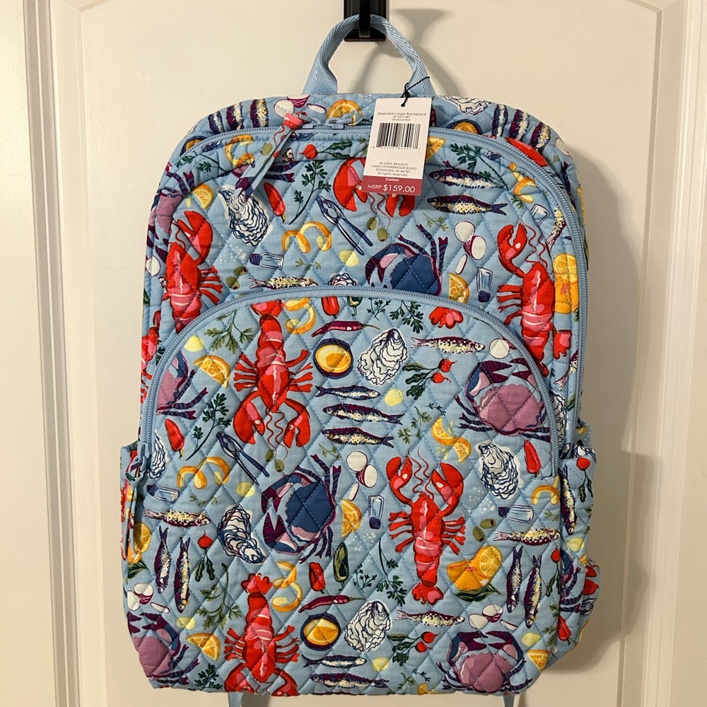Vera Bradley “Seafood Boil” Print Large Backpack NWT